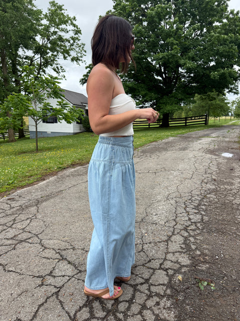 Denim slouchy culottes