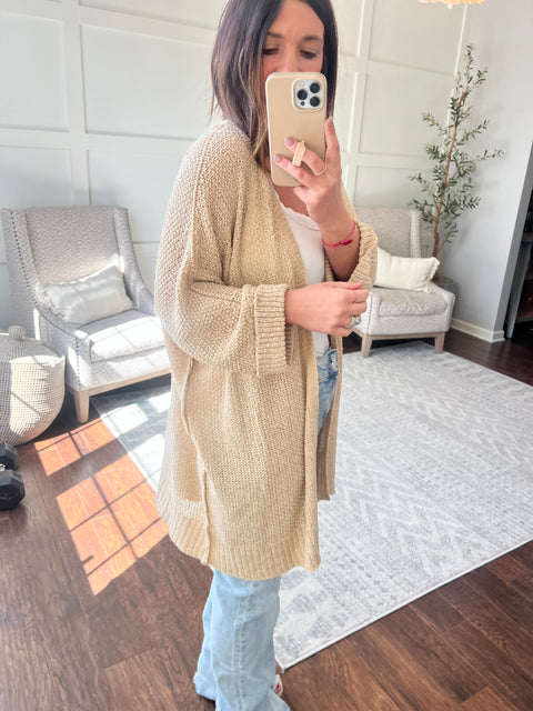 Let's Chat Cardi - Taupe