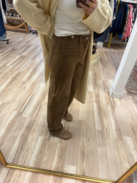 Slim Wide Denim-Coffee