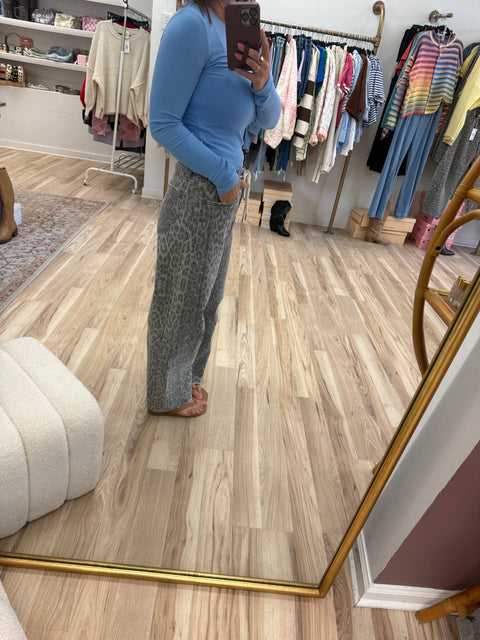 Grey Leopard Denim