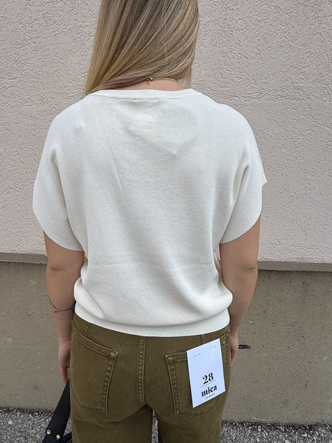 short sleeve ivory sweater