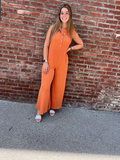 Gimme Texture Jumpsuit-Apricot