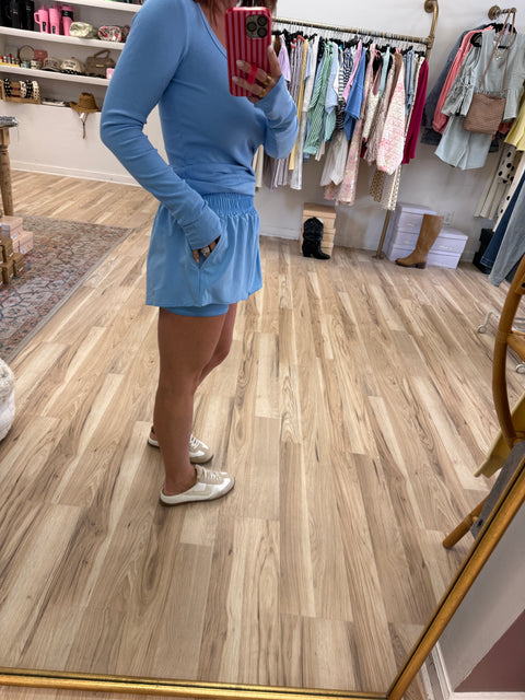 Flutter Lined Shorts-Denim Drift
