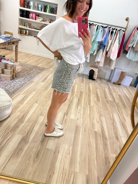 Grey Leopard Shorts