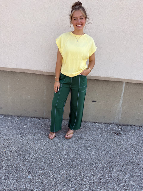 french terry cap sleeve-yellow