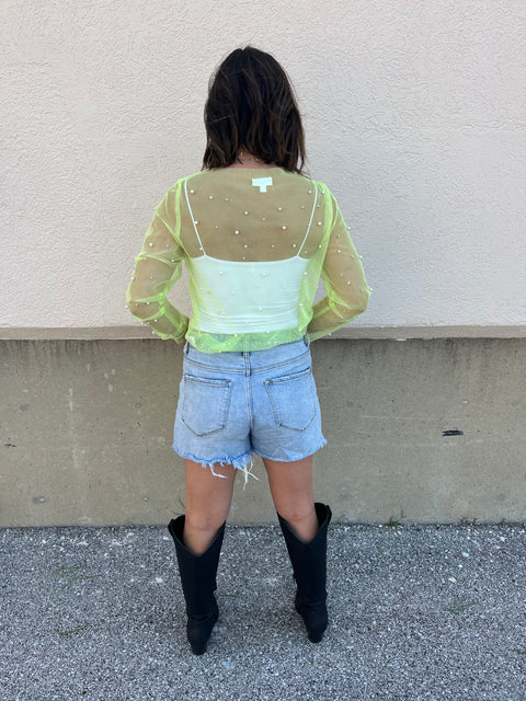 Mesh Pearl Top