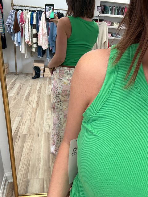 ribbed essential tank-kelly green