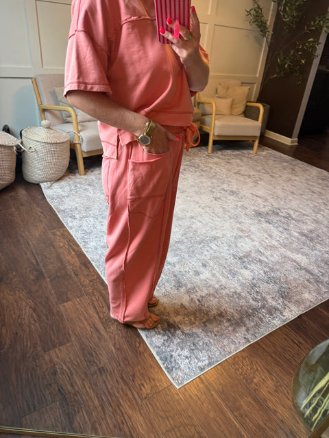 Cropped Easy Set-coral