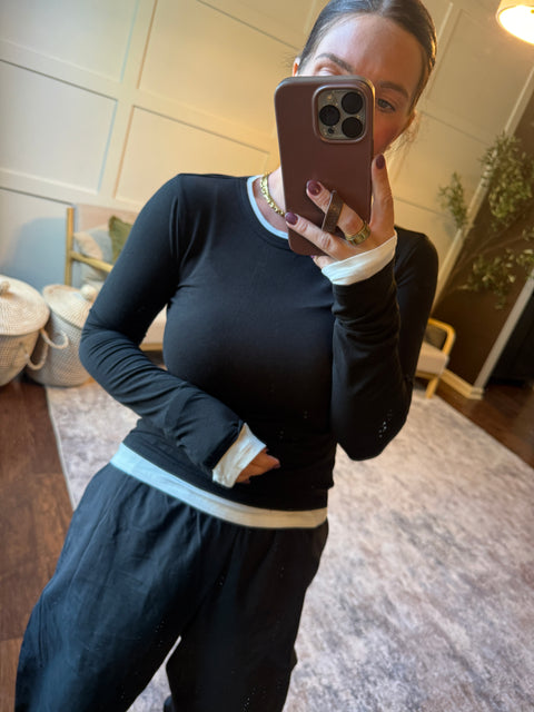 layered effect top-black