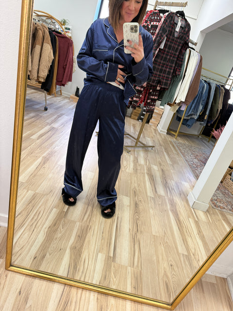 By the Fireplace Jammies-Navy