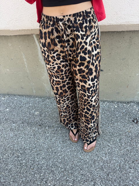 Leopard Striped Pants-choc stripe