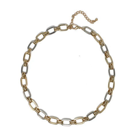 Mixed Metal Interlocking Chain Necklace
