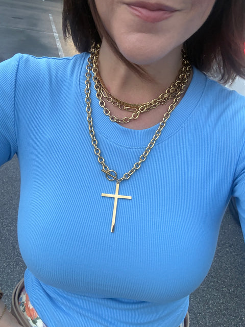 Wrap around cross necklace