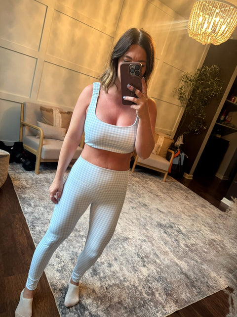 Blue Gingham Leggings