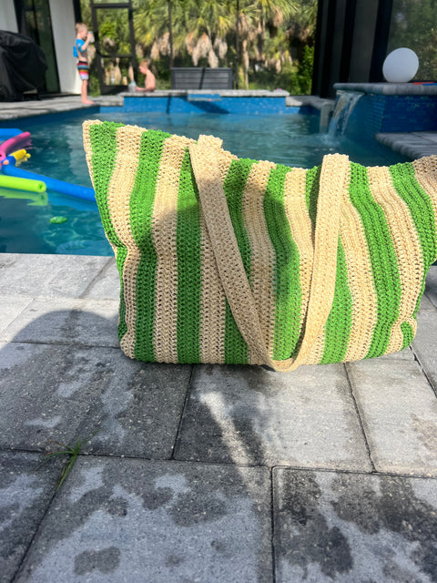 Vertical Stripe Crochet Bag
