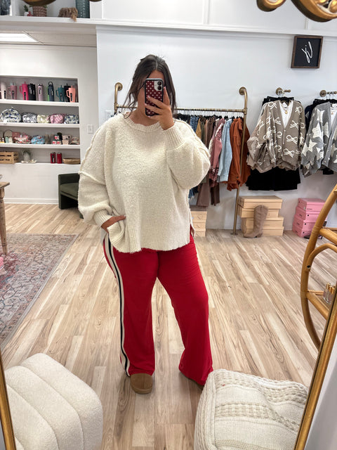 Butter Soft Track Pants-Red