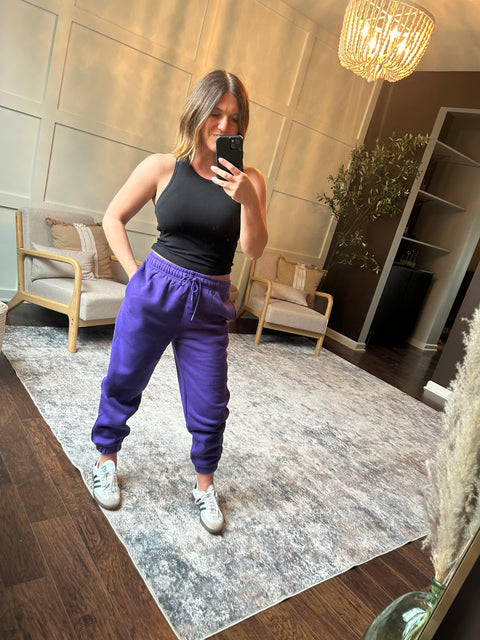 College Boyfriend Joggers-Purple