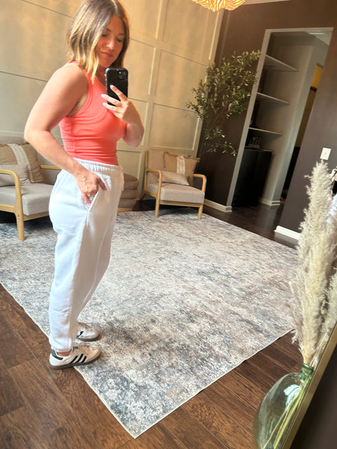 College Boyfriend Joggers-White