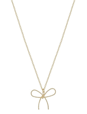 Gold Ribbon Bow Necklace n-2387