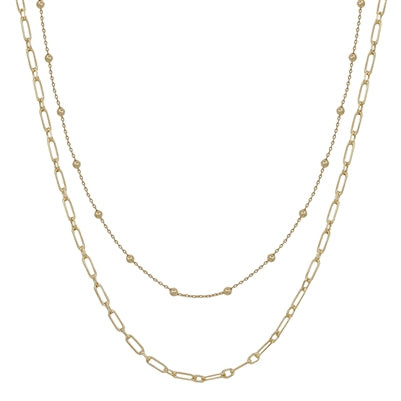 Water Resistant bead + chain necklace n-2398