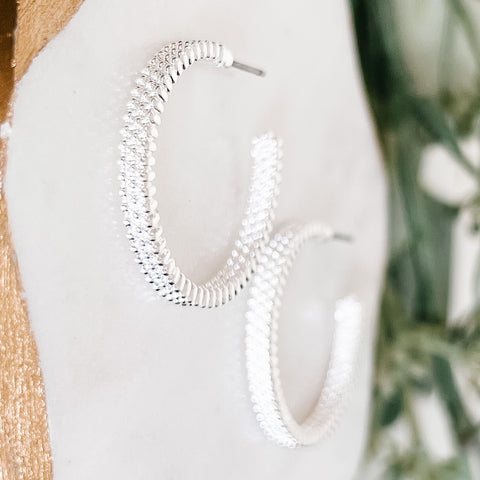 E-2275 Wood Beaded Hoop Earrings