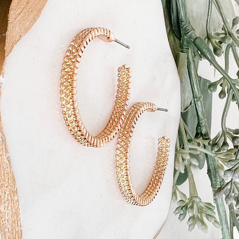 E-2275 Wood Beaded Hoop Earrings