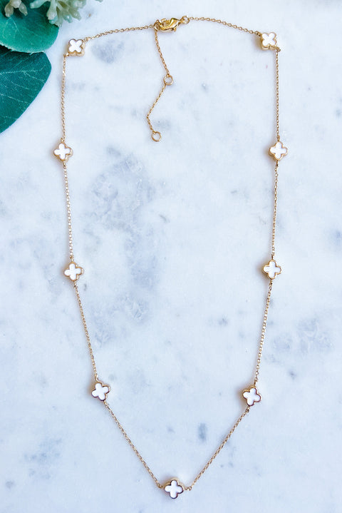 Gold dipped quatrefoil necklace