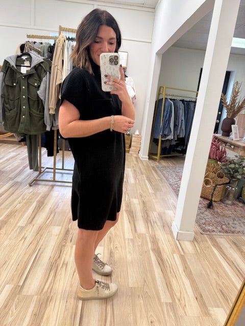 Now What Sweater Dress-Black