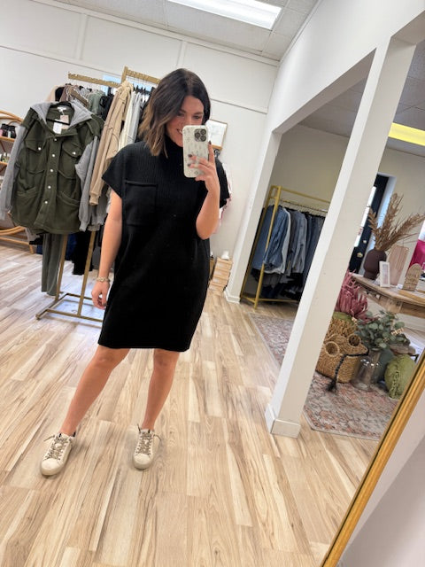 Now What Sweater Dress-Black