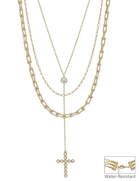 triple chain y necklace- water resistant
