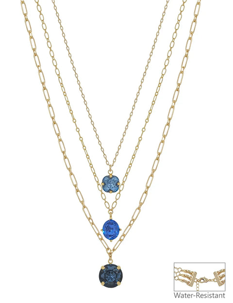 Triple Layered Jewel Necklace-water resistant