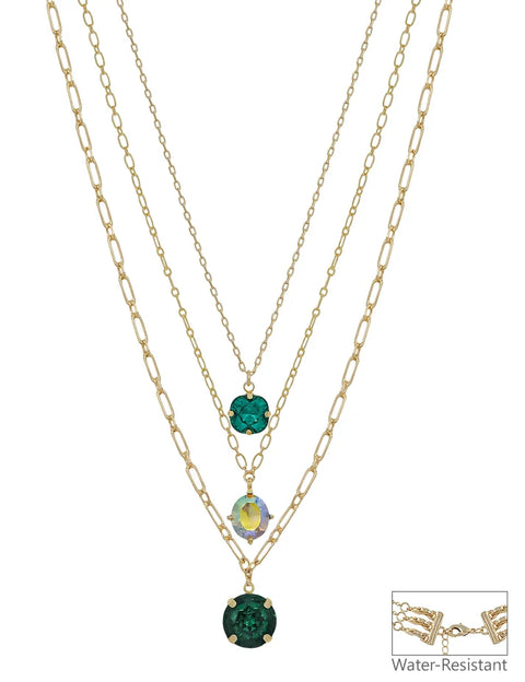 Triple Layered Jewel Necklace-water resistant