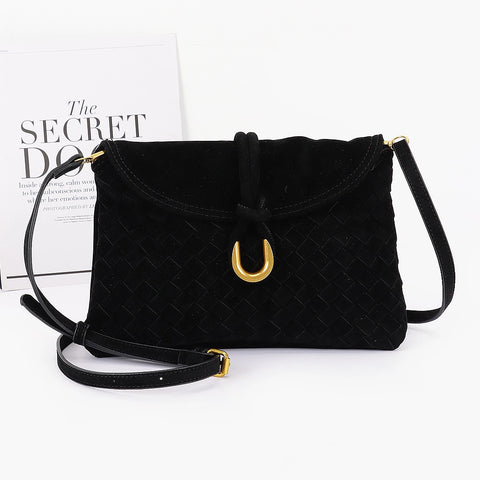 Woven Suede Crossbody-black