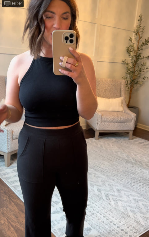 Seamless High Neck Bralette - Black