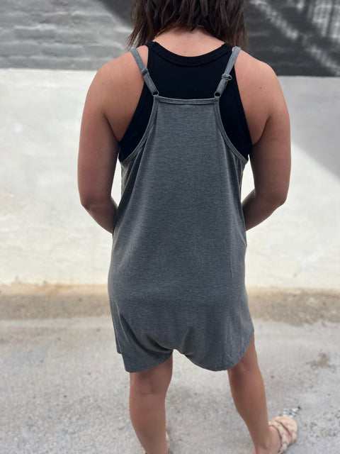 Lounge All Day Romper - Charcoal