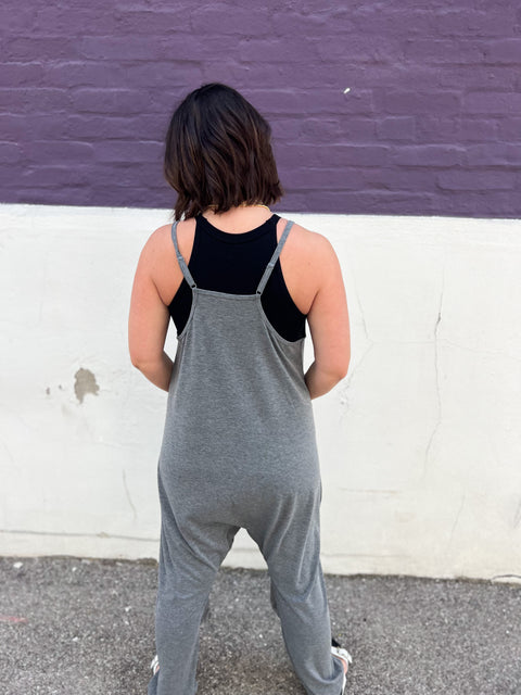Serious About You Jumpsuit- Charcoal
