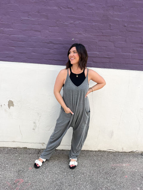 Serious About You Jumpsuit- Charcoal