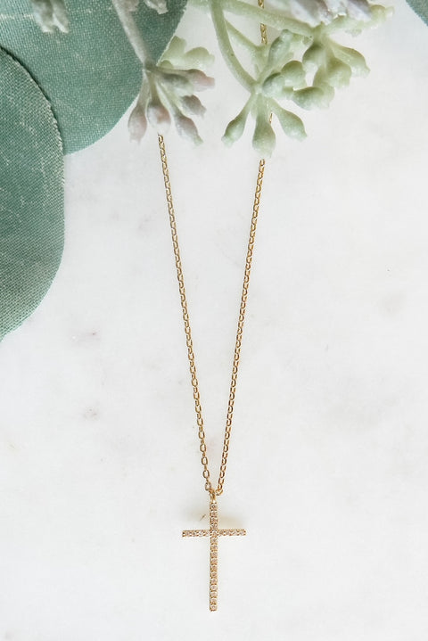 Pave Cross Necklace