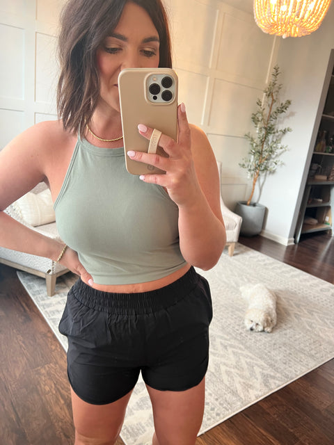 Seamless High Neck Bralette - Seagrass